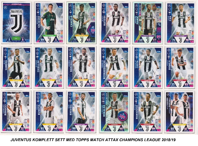 000. JUVENTUS - KOMPLETT SETT MED TOPPS MATCH ATTAX CHAMPIONS LEAGUE 2018/19