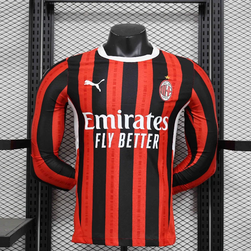 AC Milan 2024-25 Home Long Sleeve Player Version Jersey