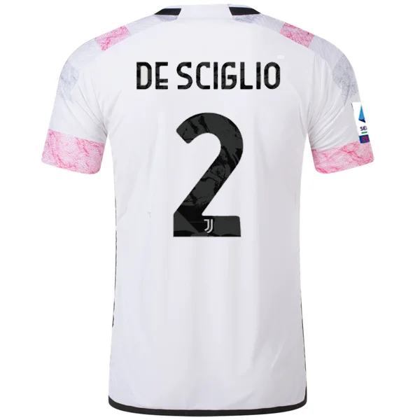 adidas Juventus Authentic De Sciglio Away Jersey w/ Serie A Patch 23/24 (White)