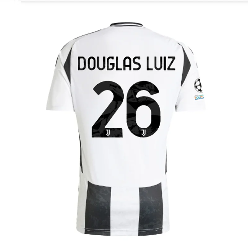 adidas Juventus Authentic Douglas Luiz Home Jersey w/ Champions League + Copa Italia Patches 24/25 (White/Black)