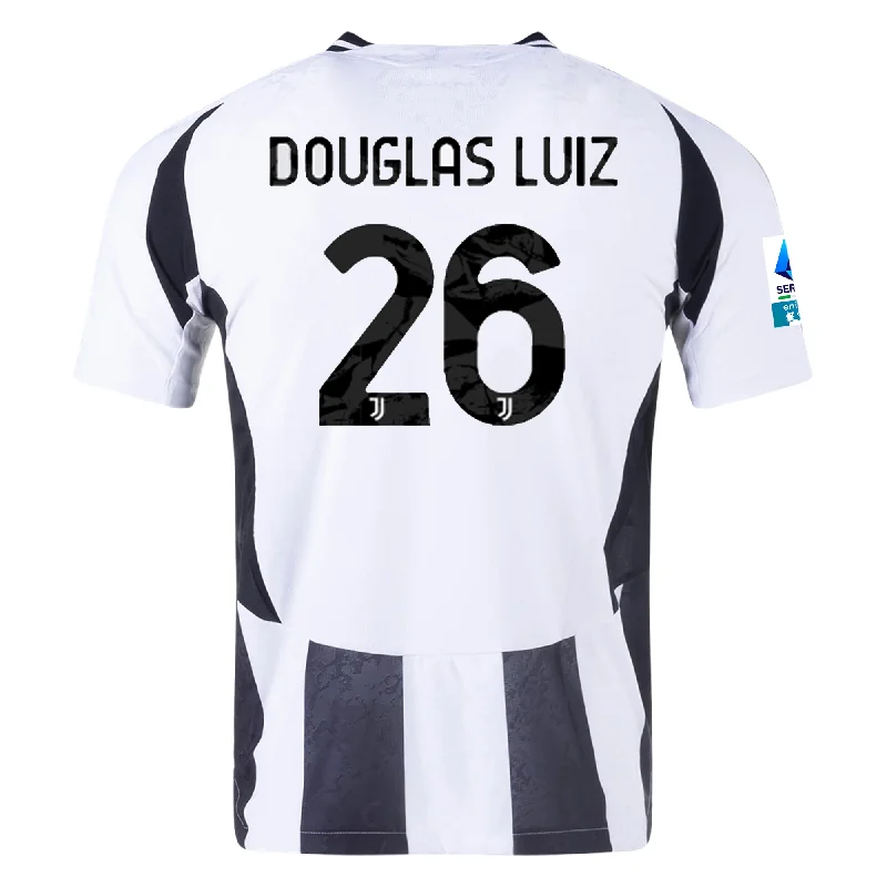 adidas Juventus Authentic Douglas Luiz Home Jersey w/ Serie A Patch 24/25 (White/Black)