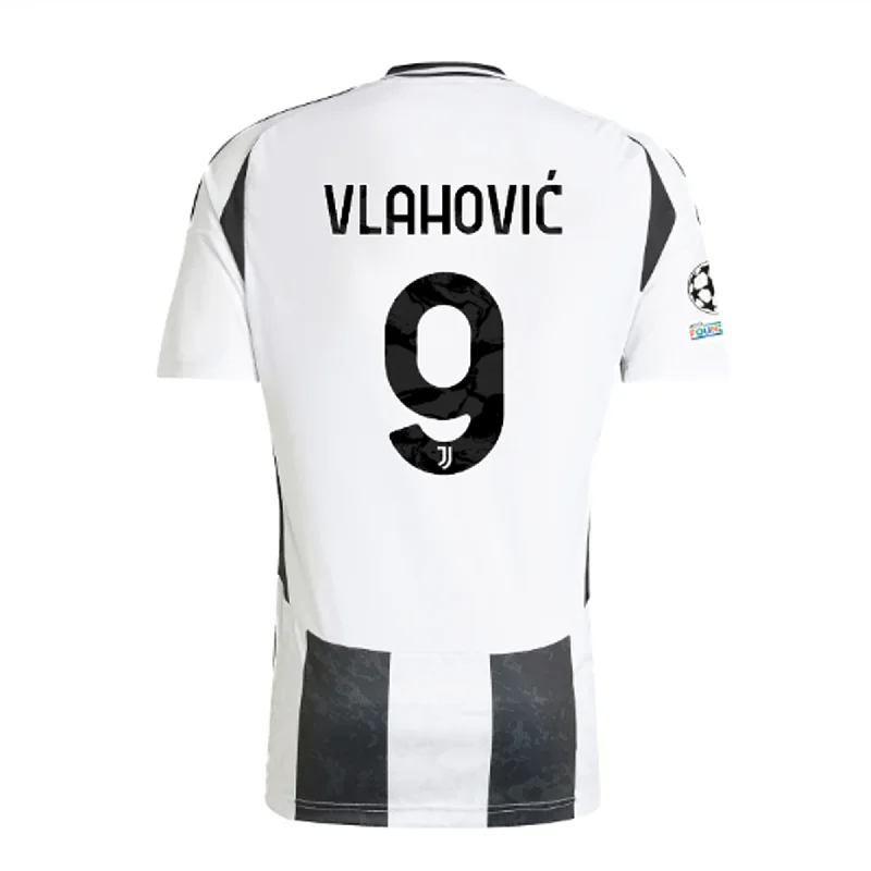 adidas Juventus Authentic Dušan Vlahović Home Jersey w/ Champions League + Copa Italia Patches 24/25 (White/Black)