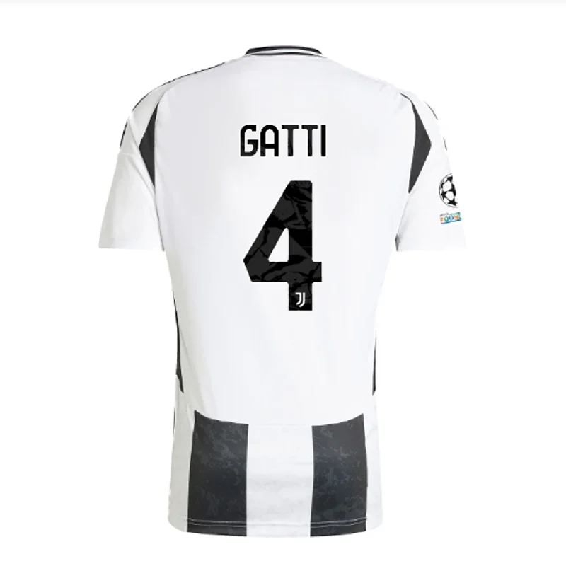 adidas Juventus Authentic Federico Gatti Home Jersey w/ Champions League + Copa Italia Patches 24/25 (White/Black)