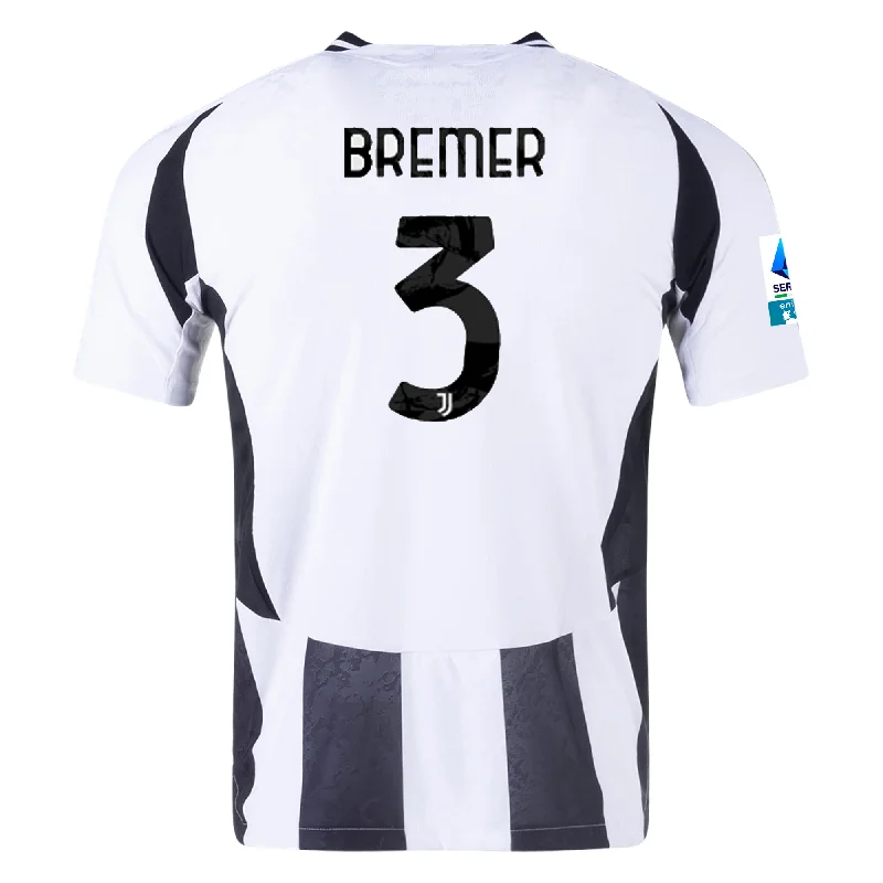 adidas Juventus Authentic Gleison Bremer Home Jersey w/ Serie A Patch 24/25 (White/Black)