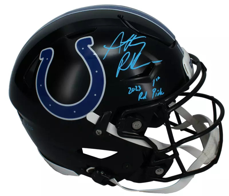 Anthony Richardson Autographed/Inscribed "2023 1st Rd Pick" Indianapolis Colts Black 2023 Alternate Speedflex Authentic Helmet LE 25 Fanatics