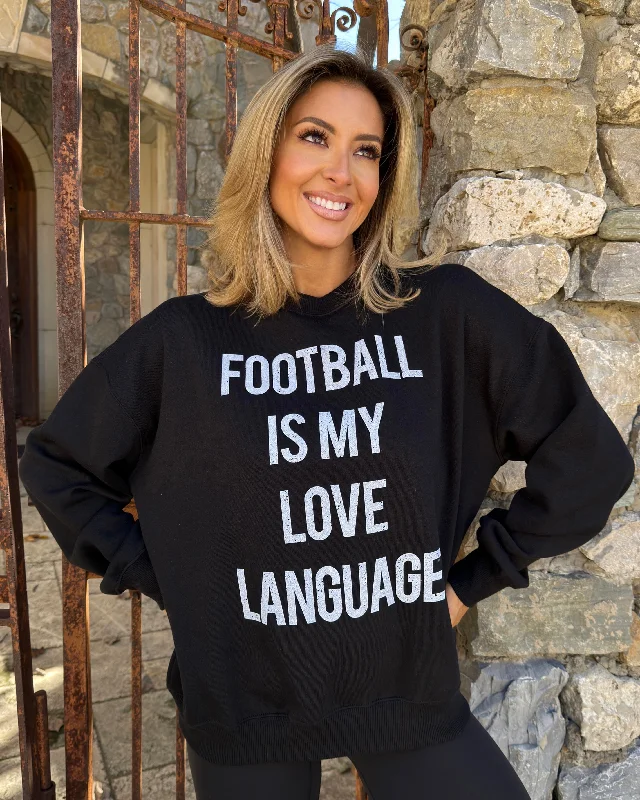 Black “FOOTBALL Is My Love Language” Cozy Pullover