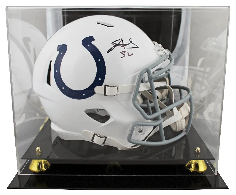 Colts Edgerrin James Signed Full Size Speed Rep Helmet W/ Case BAS Witnessed