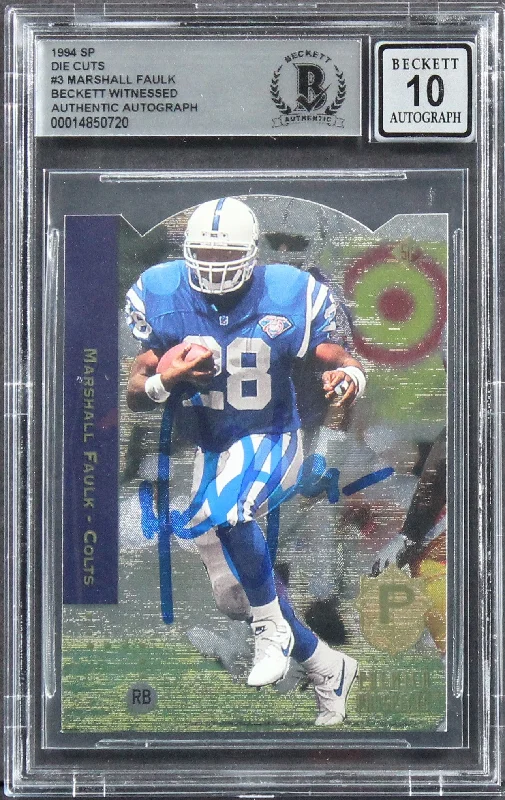 Colts Marshall Faulk Signed 1994 SP Die Cuts #3 Rookie Card Auto 10! BAS Slabbed