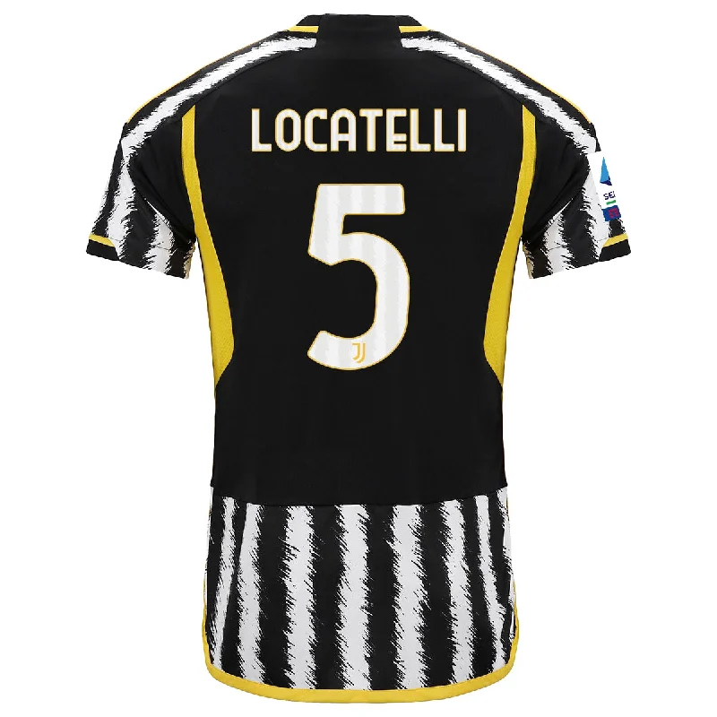 adidas Locatelli Juventus Home Authentic Jersey 23/24 w/ Serie A Patch (Black/White)