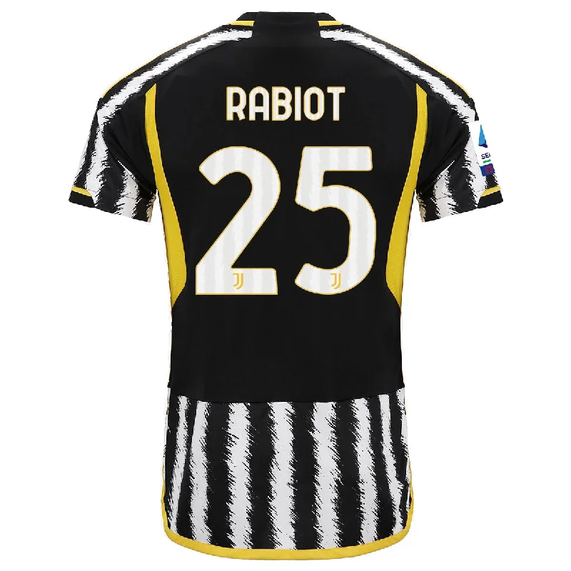 adidas Rabiot Juventus Home Authentic Jersey 23/24 w/ Serie A Patch (Black/White)