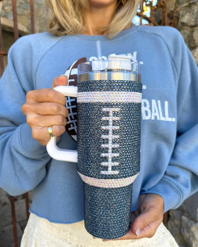 BLACK FRIDAY: Crystal NAVY "Team Spirit" FOOTBALL 40 Oz. Tumbler (Pre-Order Ships Approximately 12/20)