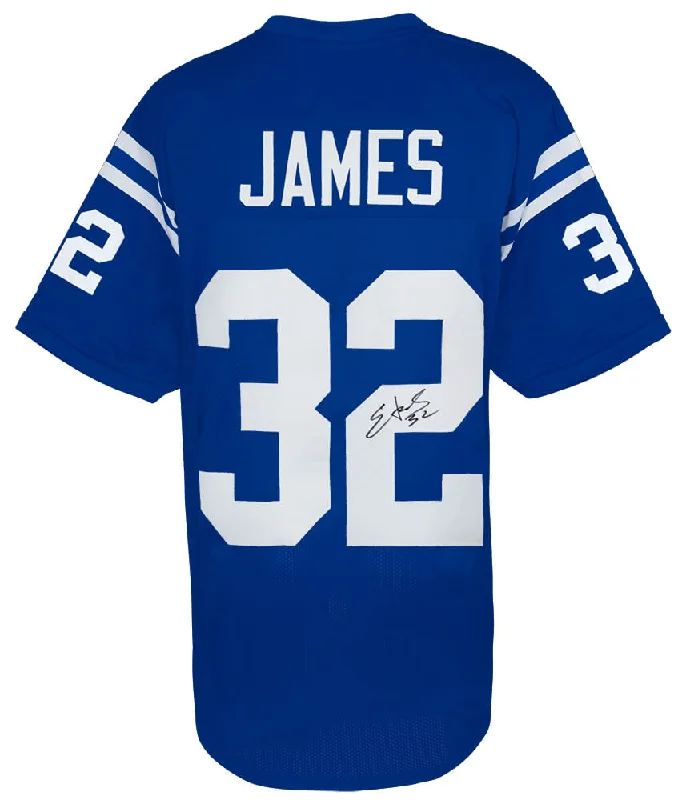 Edgerrin James Signed Blue Custom Football Jersey