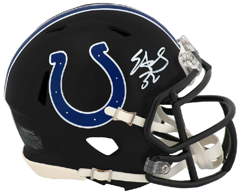 Edgerrin James Signed Indianapolis Colts 2023 Black Alternate Riddell Speed Mini Helmet