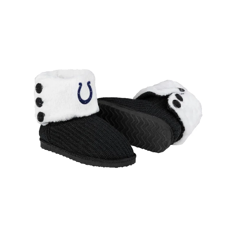 Indianapolis Colts NFL Womens Original Knit High End Button Boot Slipper