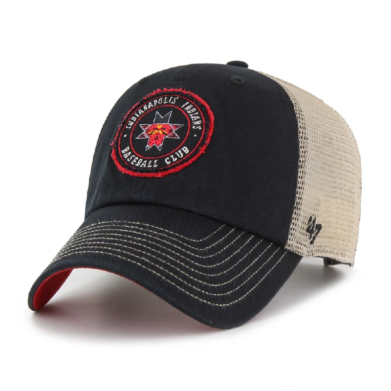 Indianapolis Indians '47 Adult Black Primary Garland Adjustable Snapback Clean Up Cap