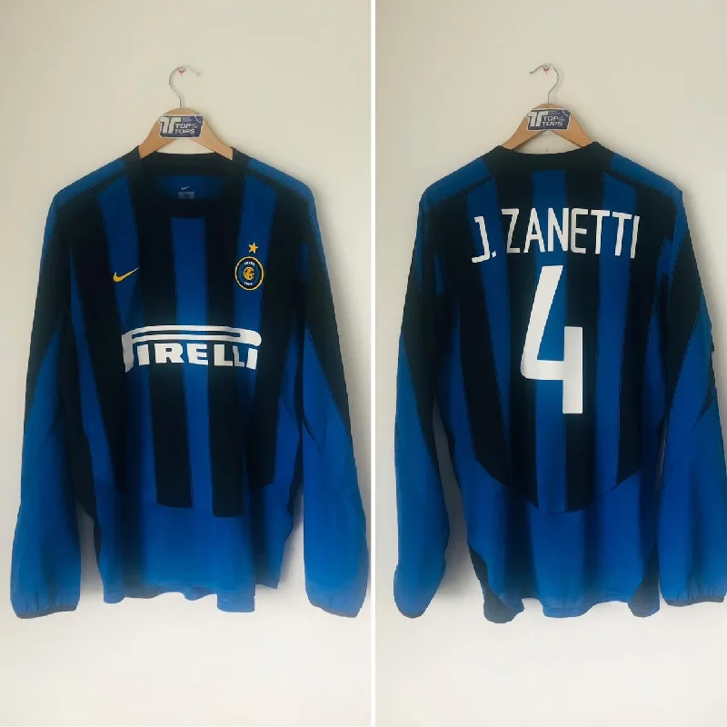 Inter Milan 2003/2004 Blue & Black Football Shirt (L)