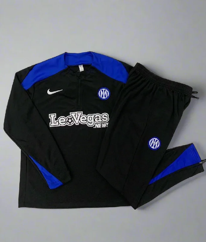 Inter Milan 2024-25 Black Half-zip Training Tracksuit Set