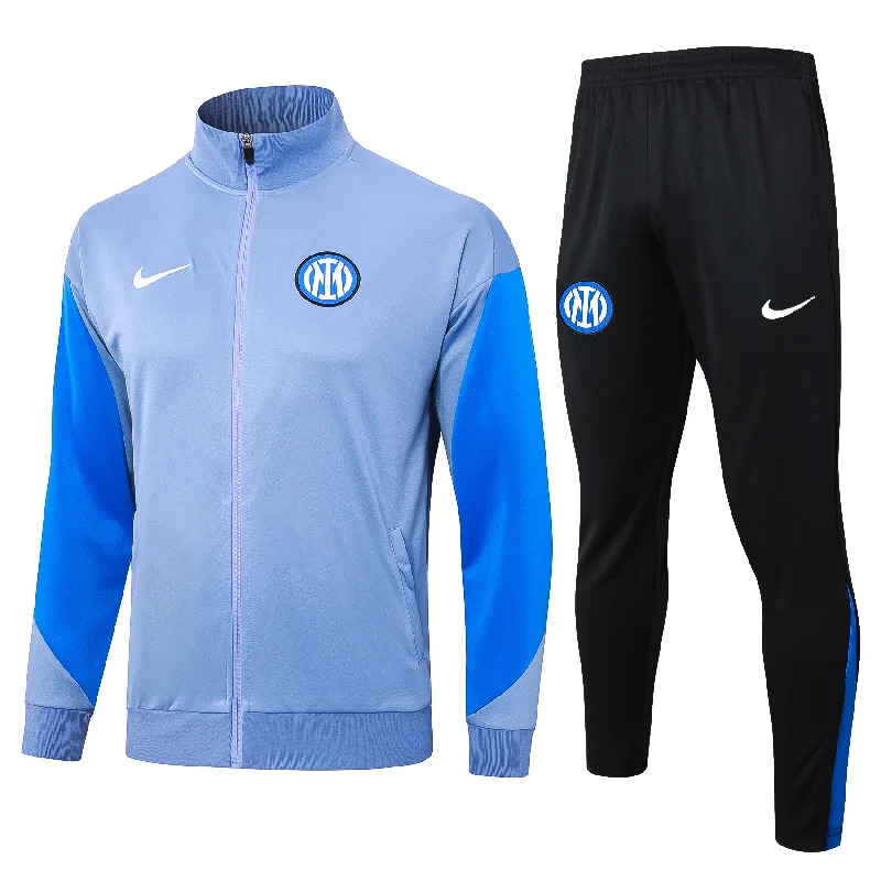 Inter Milan 2024-25 Light Blue and Black Full-zip Tracksuit Set