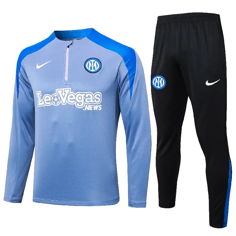 Inter Milan 2024-25 Light Blue and Black Half-zip Training Tracksuit Set