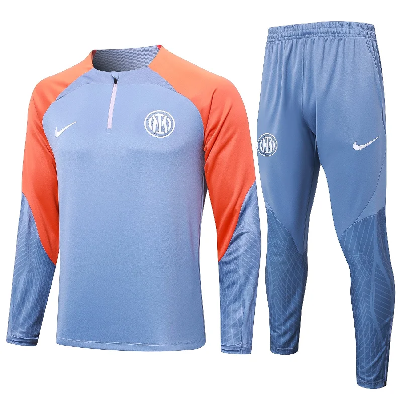 Inter Milan 2024-25 Light Grey and Orange Half-zip Training Tracksuit Set