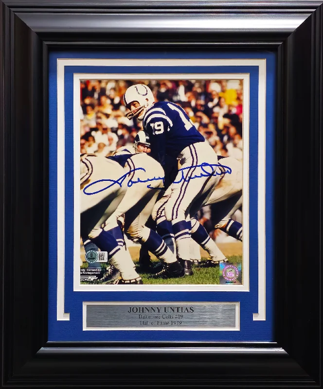 Johnny Unitas Autographed Framed 8x10 Photo Baltimore Colts Beckett BAS #BN16051