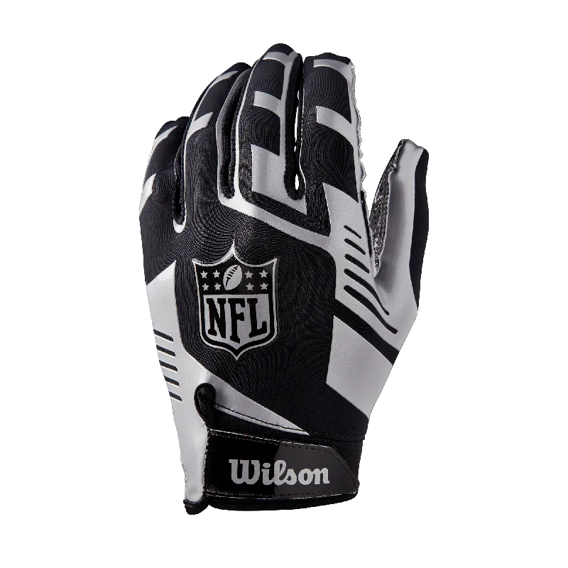 NFL Shield Wilson Stretch Fit Adult Receiver Gloves - Black/Silver