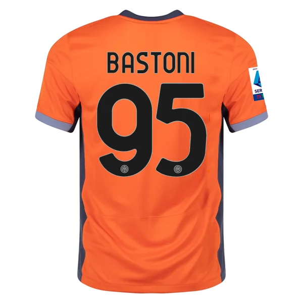 Nike Inter Milan Alessandro Bastoni Third Jersey w/ Serie A + Copa Italia Patches 23/24 (Safety Orange/Thunder Blue)