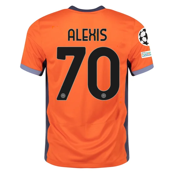 Nike Inter Milan Alexis Sanchez Third Jersey w/ Champions League Patches 23/24 (Safety Orange/Thunder Blue)