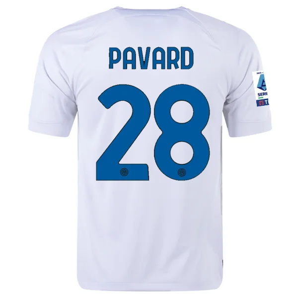 Nike Inter Milan Benjamin Pavard Away Jersey w/ Series A + Copa Italia Patches 23/24 (White/Lyon Blue)