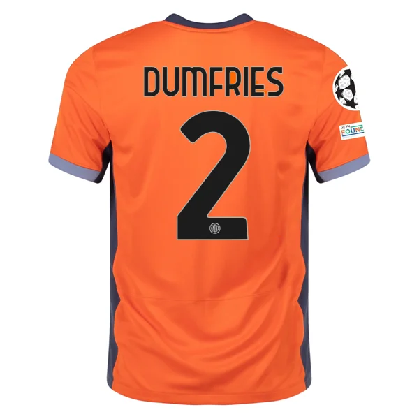 Nike Inter Milan Denzel Dumfries Third Jersey w/ Champions League Patches 23/24 (Safety Orange/Thunder Blue)