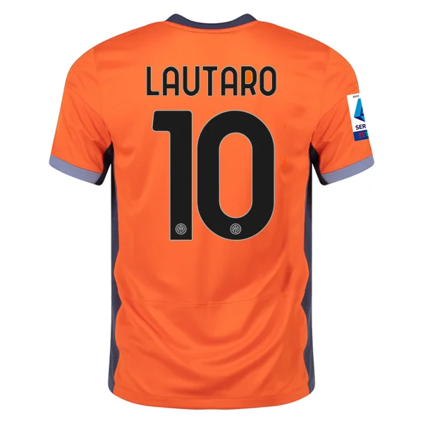 Nike Inter Milan Lautaro Martinez Third Jersey w/ Serie A + Copa Italia Patches 23/24 (Safety Orange/Thunder Blue)