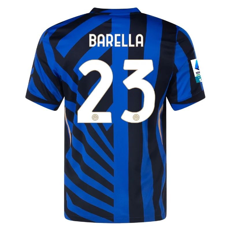 Nike Inter Milan Nicolò Barella Home Jersey w/ Serie A +  Scudetto Patch 24/25 (Lyon Blue/Black)