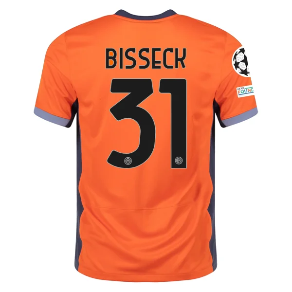 Nike Inter Milan Yann Aurel Bisseck Third Jersey w/ Champions League Patches 23/24 (Safety Orange/Thunder Blue)