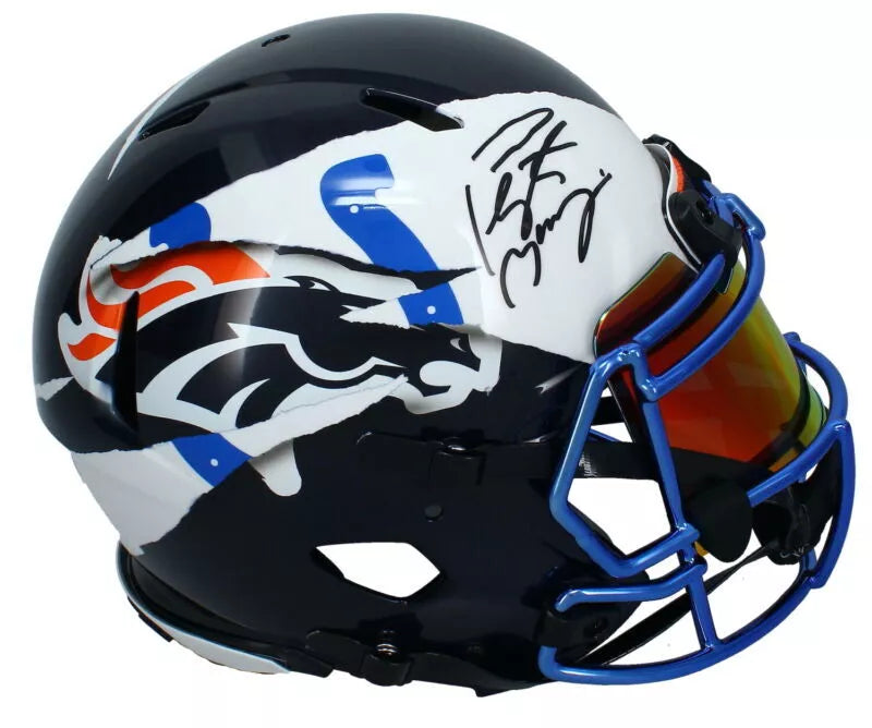 Peyton Manning Autographed Denver Broncos/Indianapolis Colts ECC Custom "Ripped" Helmet Fanatics