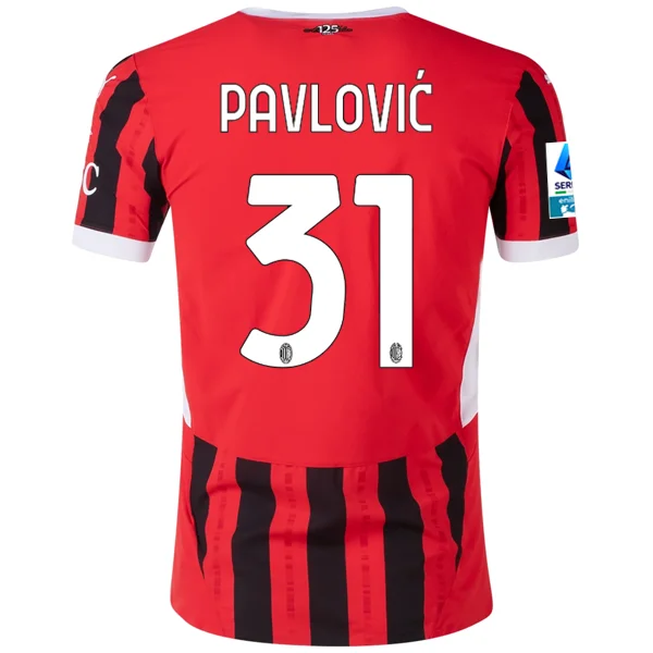 Puma AC Milan Authentic Strahinja Pavlović Home Jersey w/ Serie A Patch 24/25 (Puma Red/Puma Black)