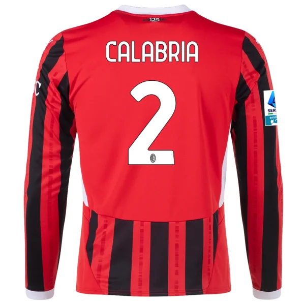 Puma AC Milan Davide Calabria Home Long Sleeve Jersey w/ Serie A Patch 24/25 (Red/Black)