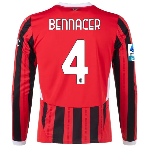 Puma AC Milan Ismaël Bennacer Home Long Sleeve Jersey w/ Serie A Patch 24/25 (Red/Black)