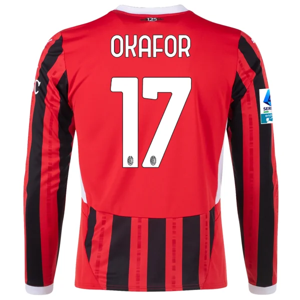 Puma AC Milan Noah Okafor Home Long Sleeve Jersey w/ Serie A Patch 24/25 (Red/Black)