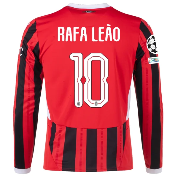 Puma AC Milan Rafa Leão Home Long Sleeve Jersey w/ Champions League Patches 24/25 (Red/Black)