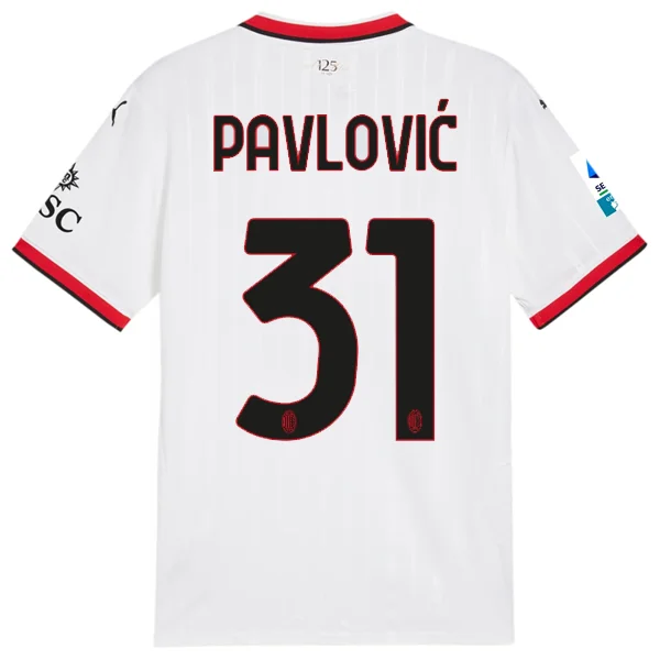 Puma AC Milan Strahinja Pavlović Away Jersey w/ Serie A Patch 24/25 (Puma White)