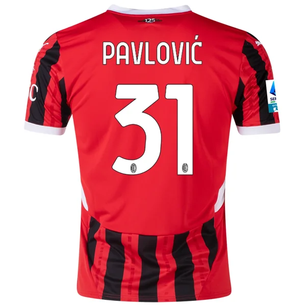 Puma AC Milan Strahinja Pavlović Home Jersey w/ Serie A Patch 24/25 (Puma Red/Puma Black)