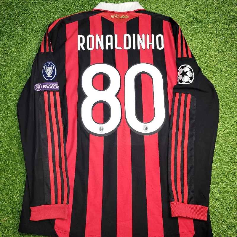 Ronaldinho AC Milan 2009 2010 UEFA Long Sleeve Soccer Jersey Shirt M SKU# E84180