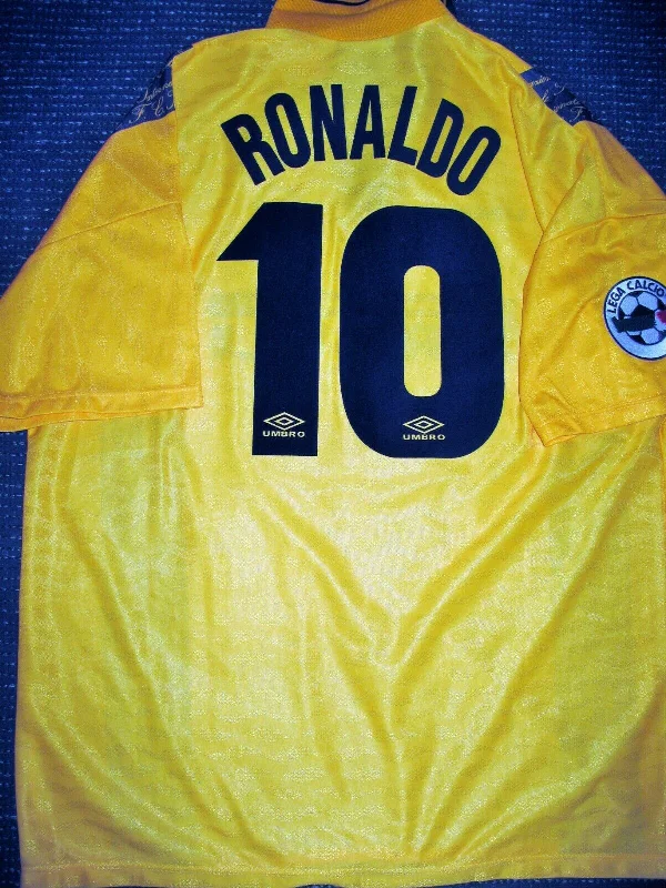 Ronaldo Inter Milan 1997 1998 DEBUT Umbro Yellow Away Third Jersey Shirt Maglia XL