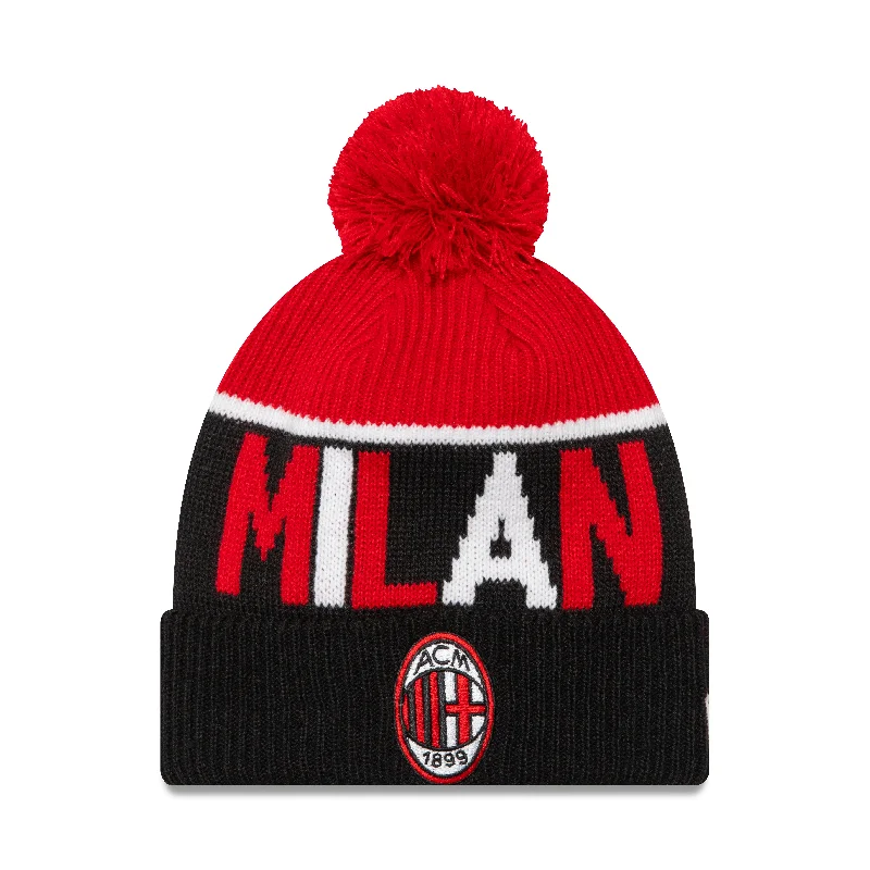 Serie A Knit Hat Sport Cuffed Pom AC Milan